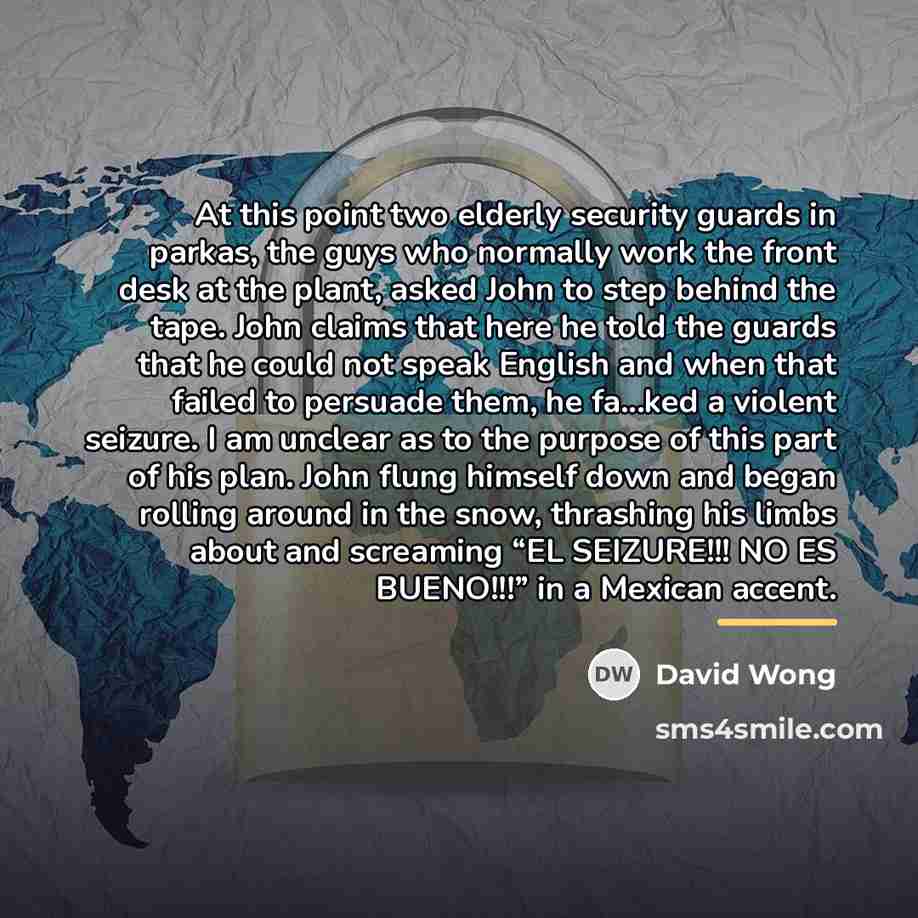 “At this point two elderly security guards in parkas, the…” quote by David Wong
