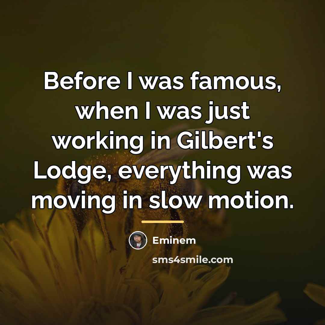 “Before I was famous, when I was just working in…” quote by Eminem