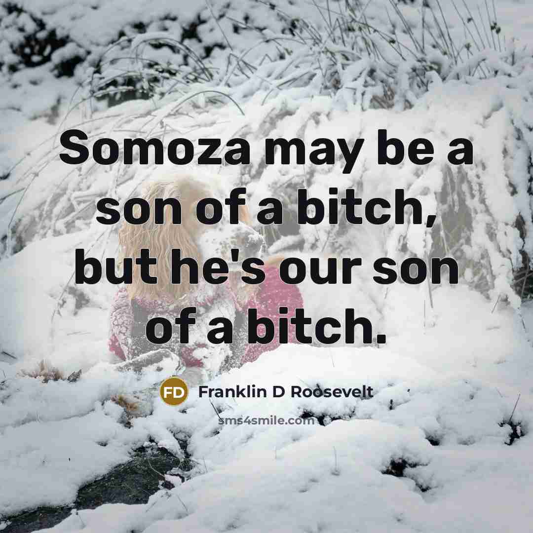 “Somoza may be a son of a bitch, but he's…” quote by Franklin D Roosevelt