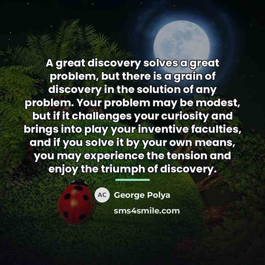 “A great discovery solves a great problem, but there is…” quote by George Polya