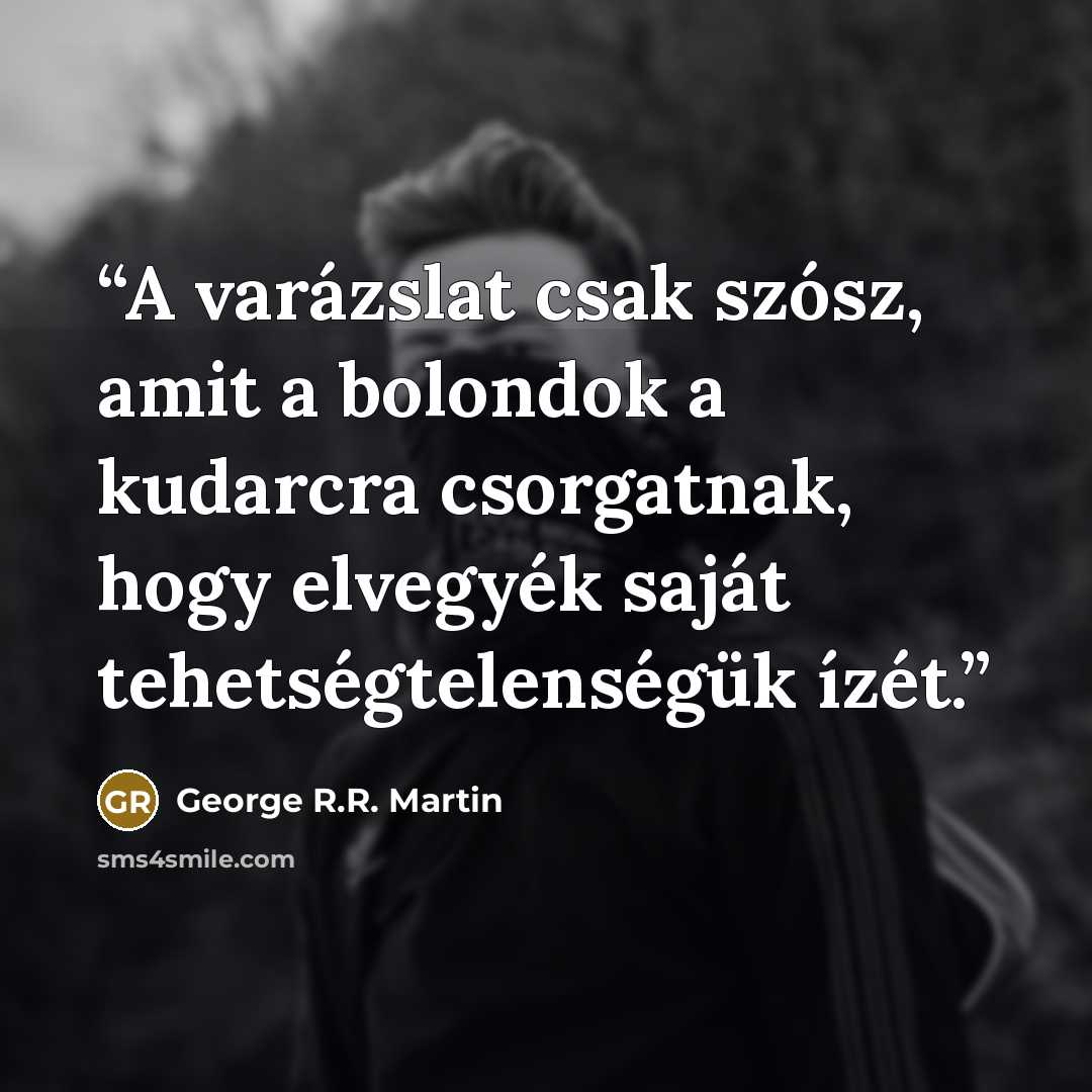 “A varázslat csak szósz, amit a bolondok a kudarcra csorgatnak, hogy elvegyék saját tehetségtelenségük ízét.” quote by George R.R. Martin