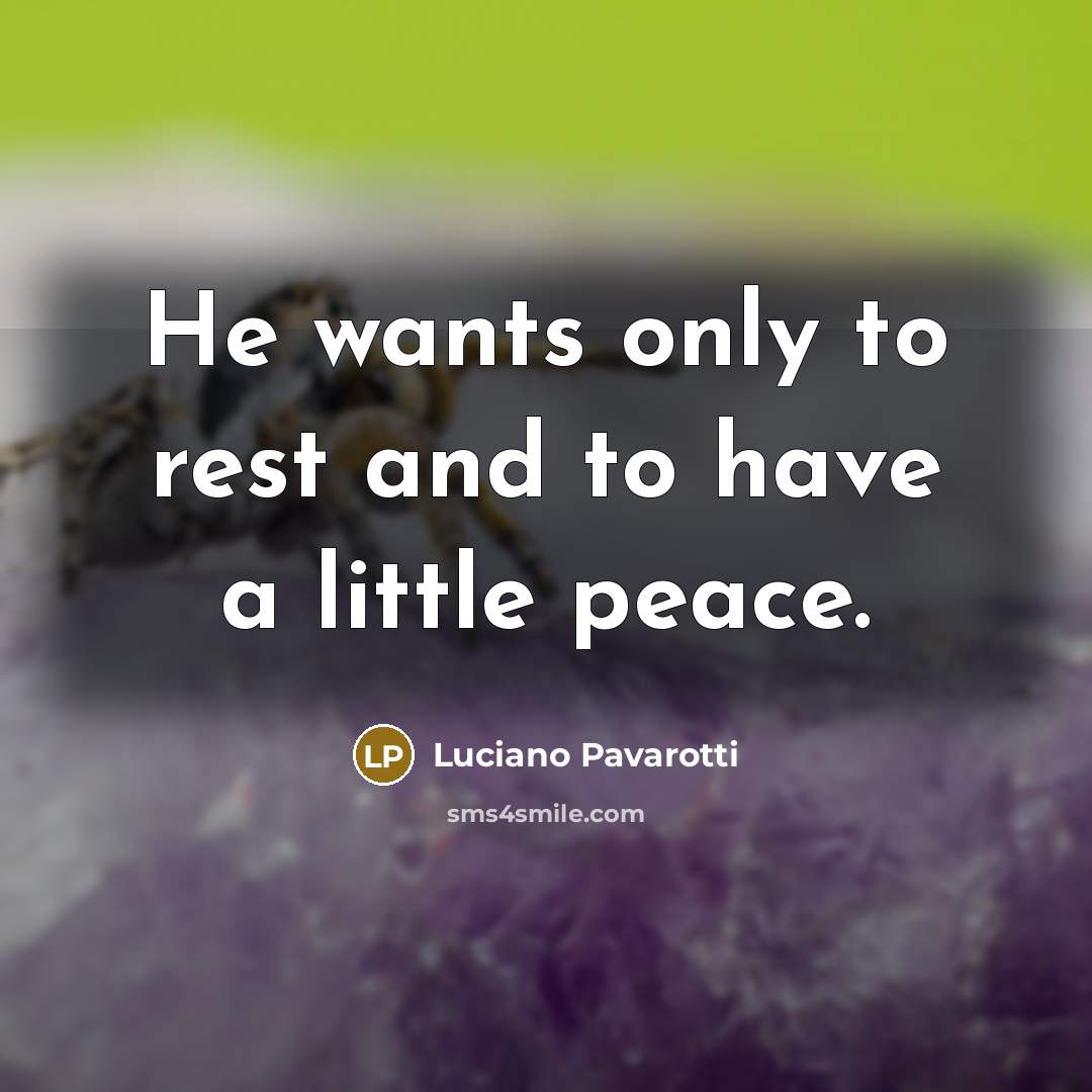 “He wants only to rest and to have a little…” quote by Luciano Pavarotti