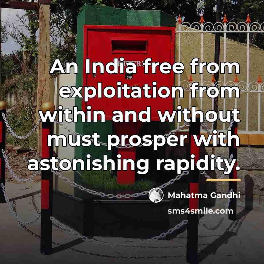 “An India free from exploitation from within and without must…” quote by Mahatma Gandhi