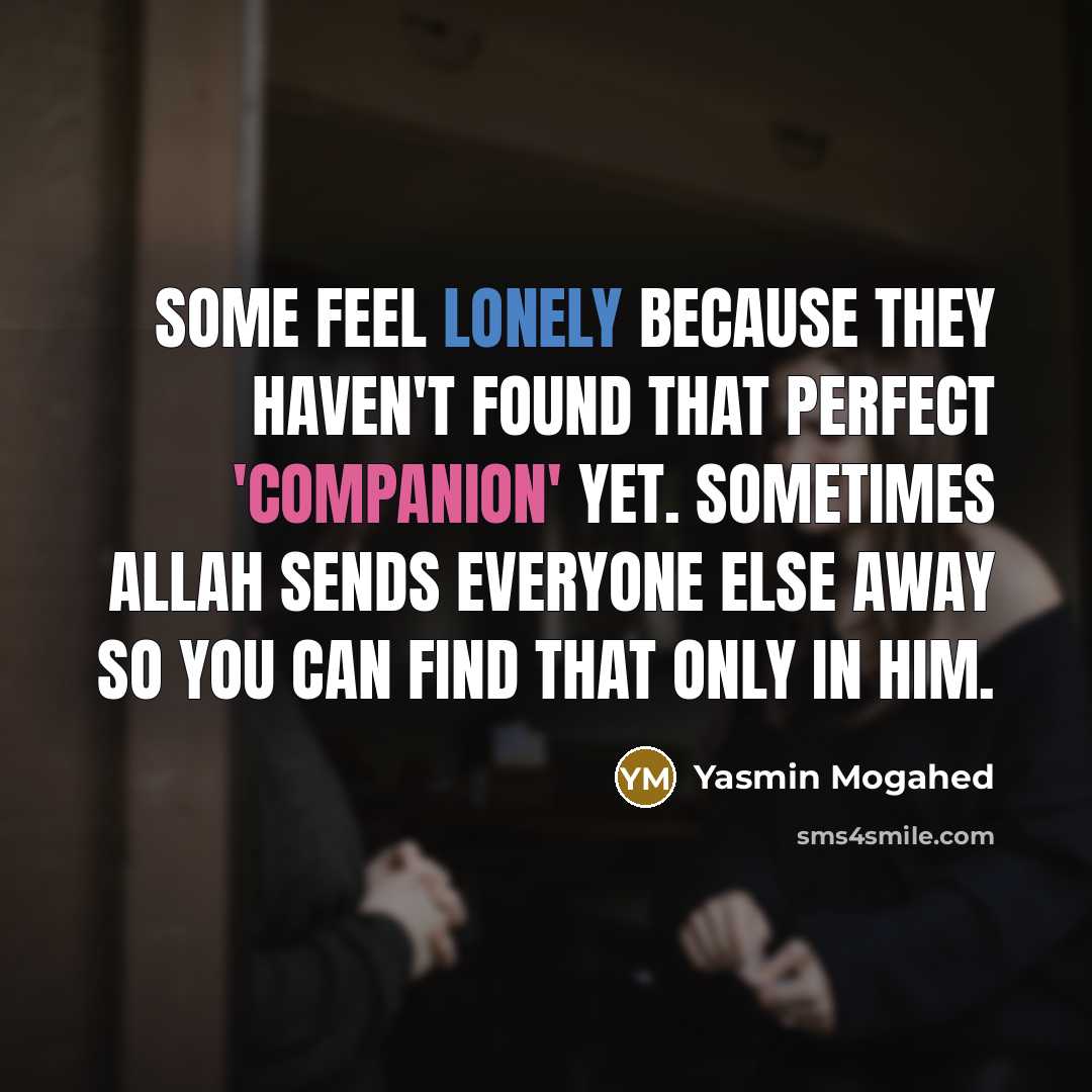“Some feel lonely because they haven't found that perfect 'companion'…” quote by Yasmin Mogahed