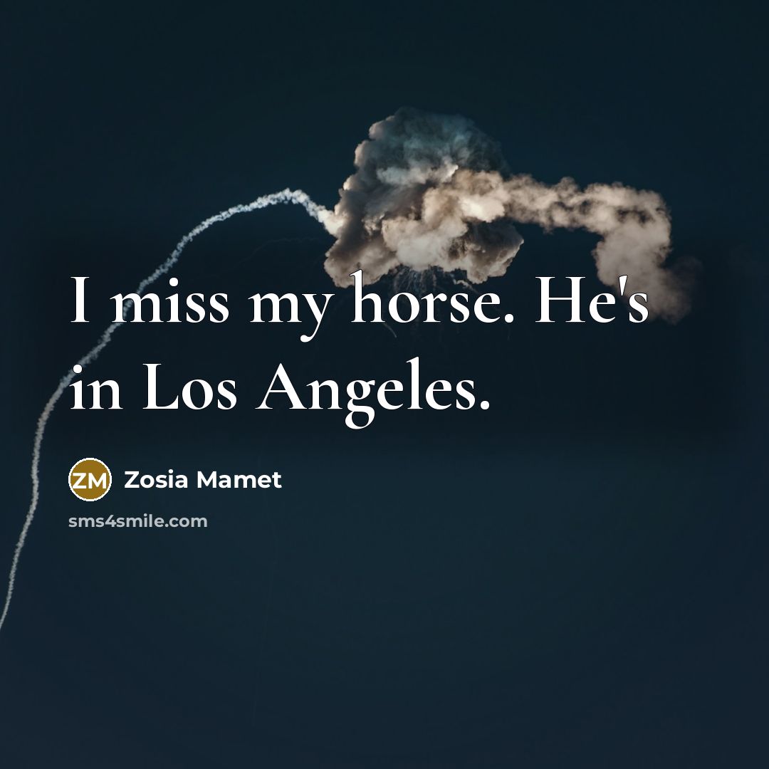 “I miss my horse. He's in Los Angeles.…” quote by Zosia Mamet
