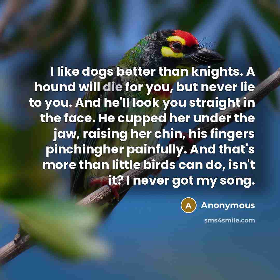 “I like dogs better than knights. A hound will die…” quote by Anonymous