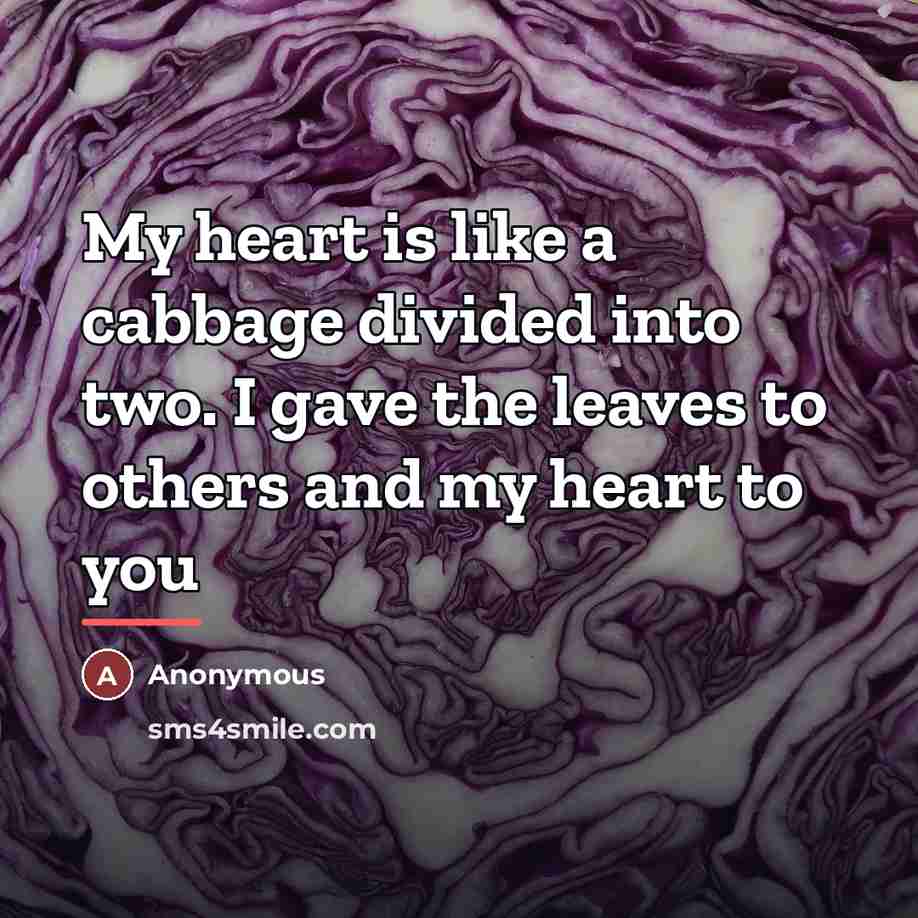 “My heart is like a cabbage divided into two. I…” quote by Anonymous