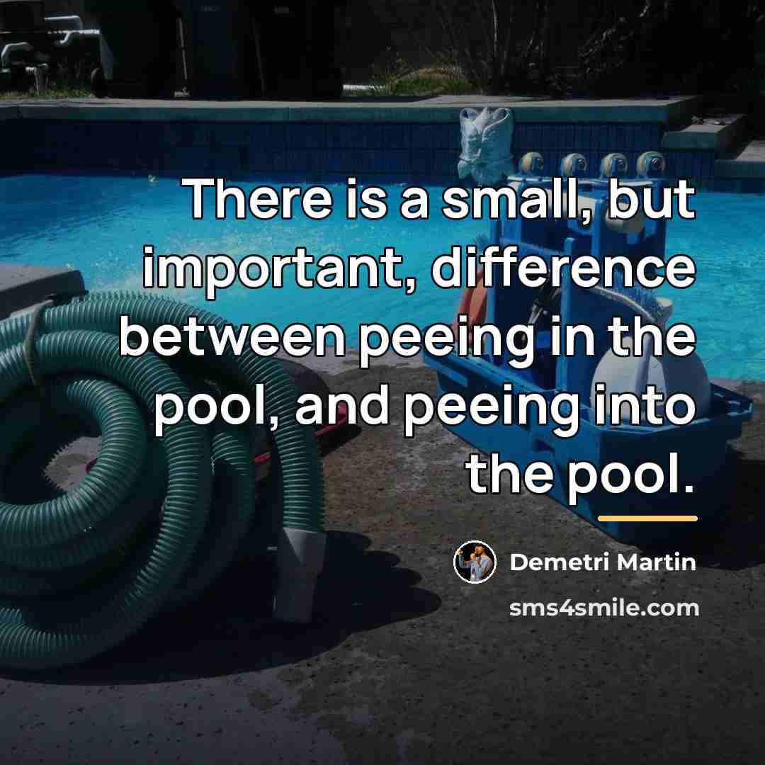 “There is a small, but important, difference between peeing in…” quote by Demetri Martin