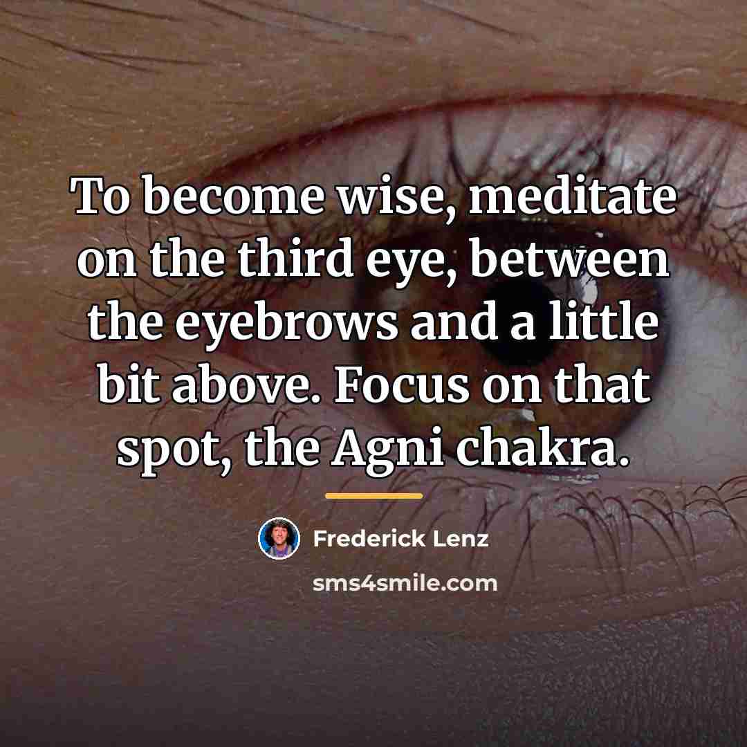 “To become wise, meditate on the third eye, between the…” quote by Frederick Lenz