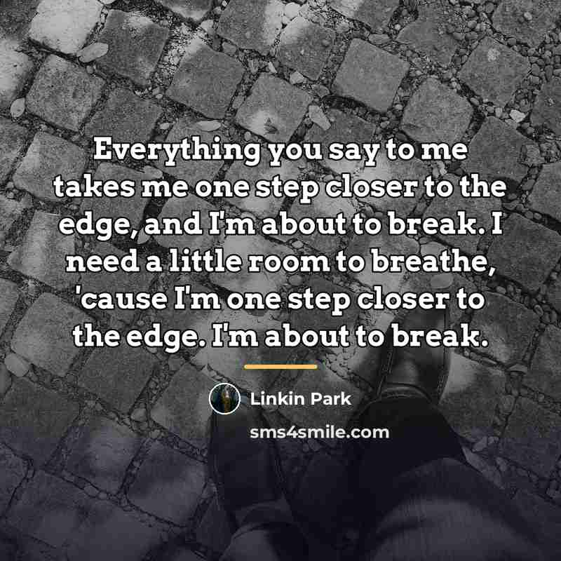 “Everything you say to me takes me one step closer…” quote by Linkin Park