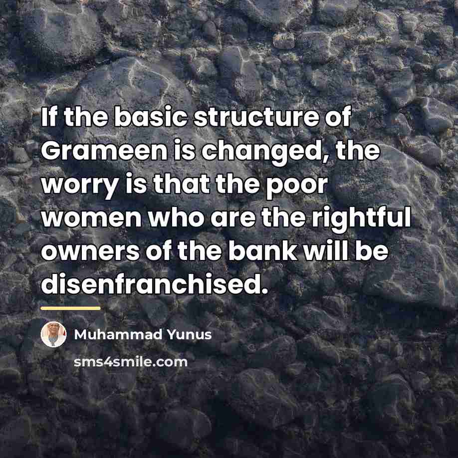 “If the basic structure of Grameen is changed, the worry…” quote by Muhammad Yunus