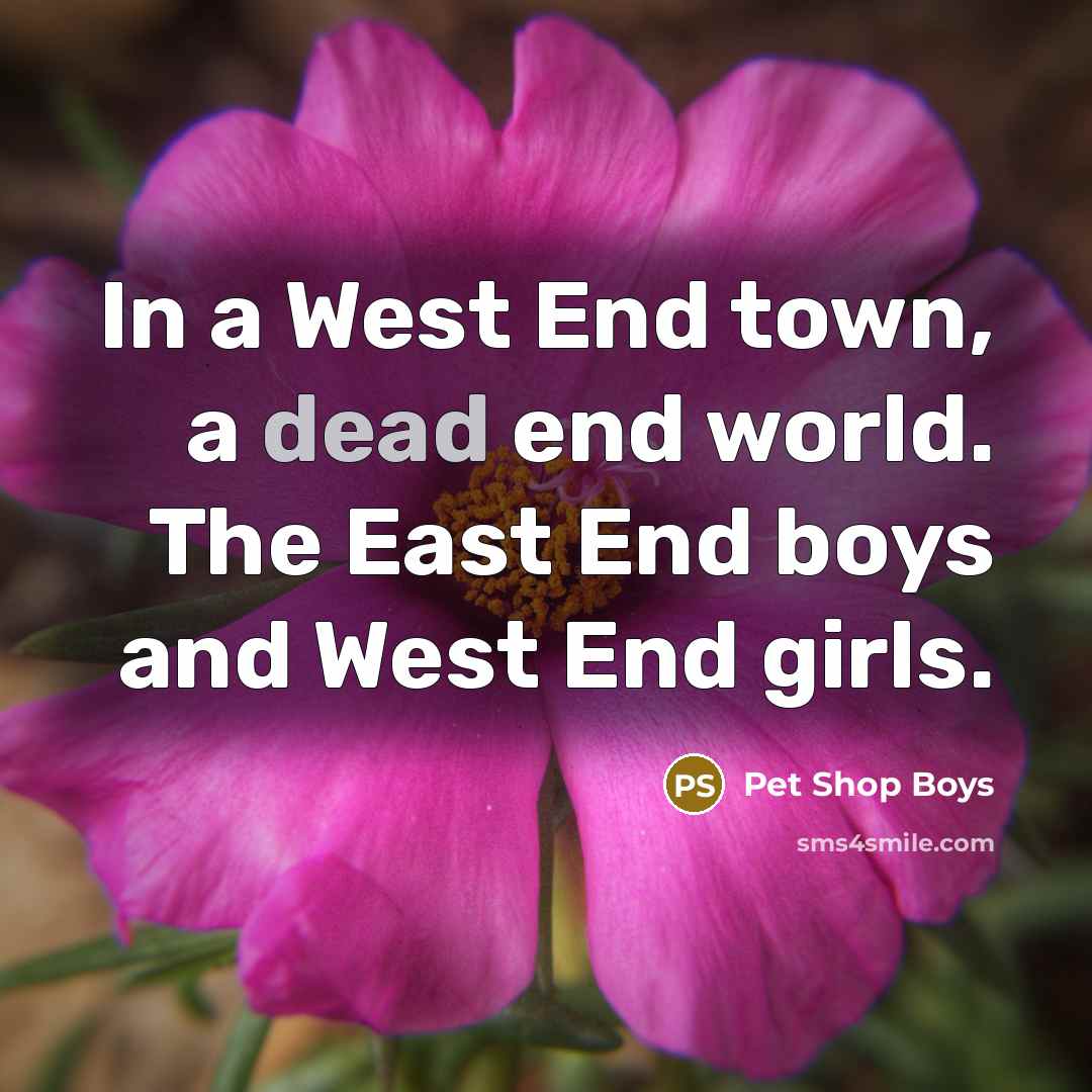 “In a West End town, a dead end world. The…” quote by Pet Shop Boys