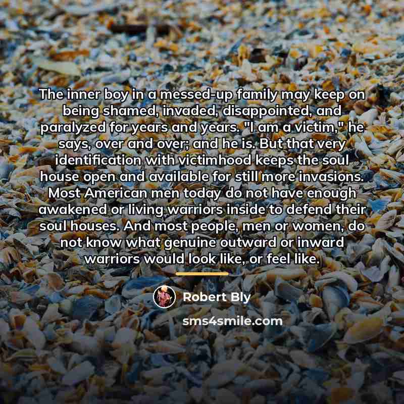 “The inner boy in a messed-up family may keep on…” quote by Robert Bly
