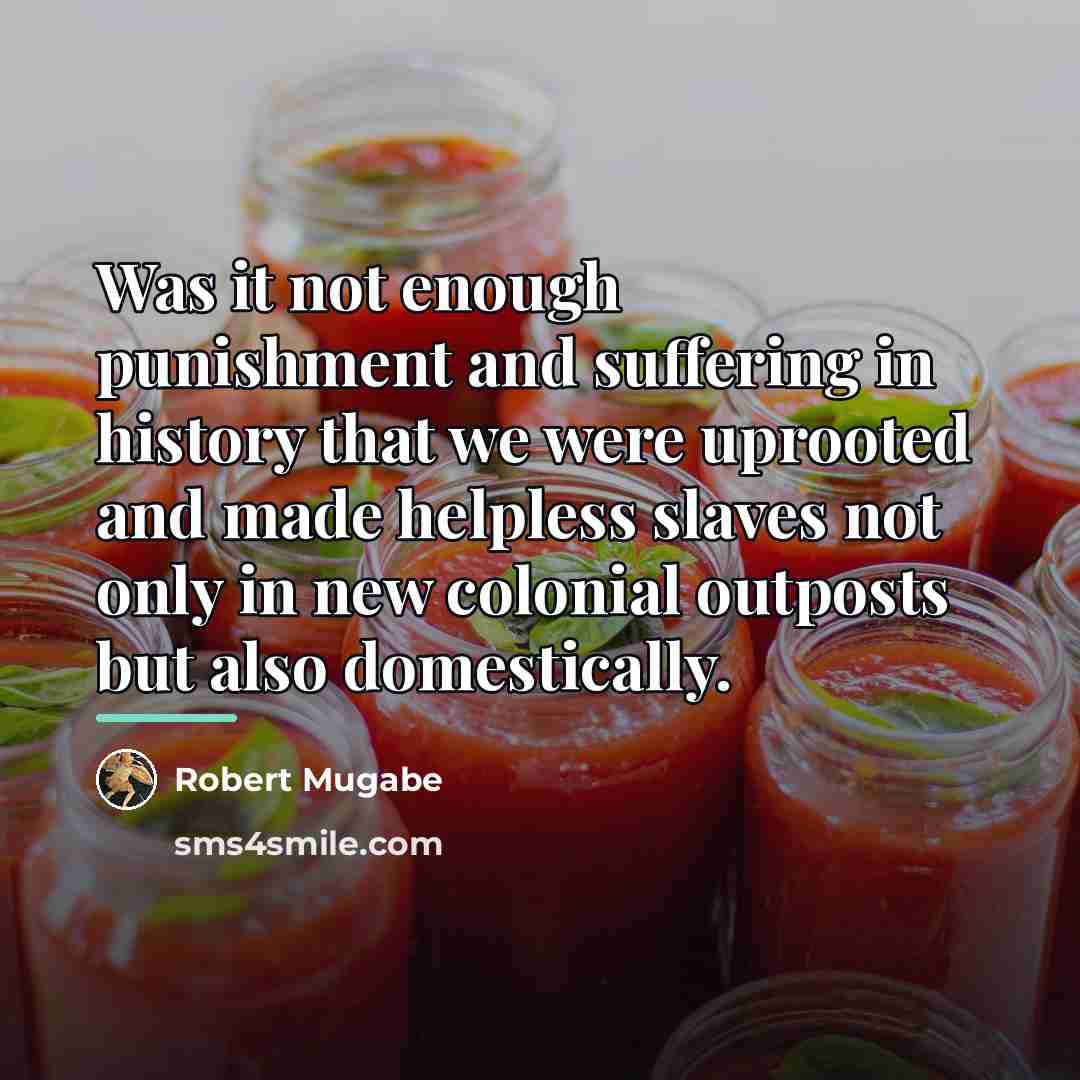 “Was it not enough punishment and suffering in history that…” quote by Robert Mugabe