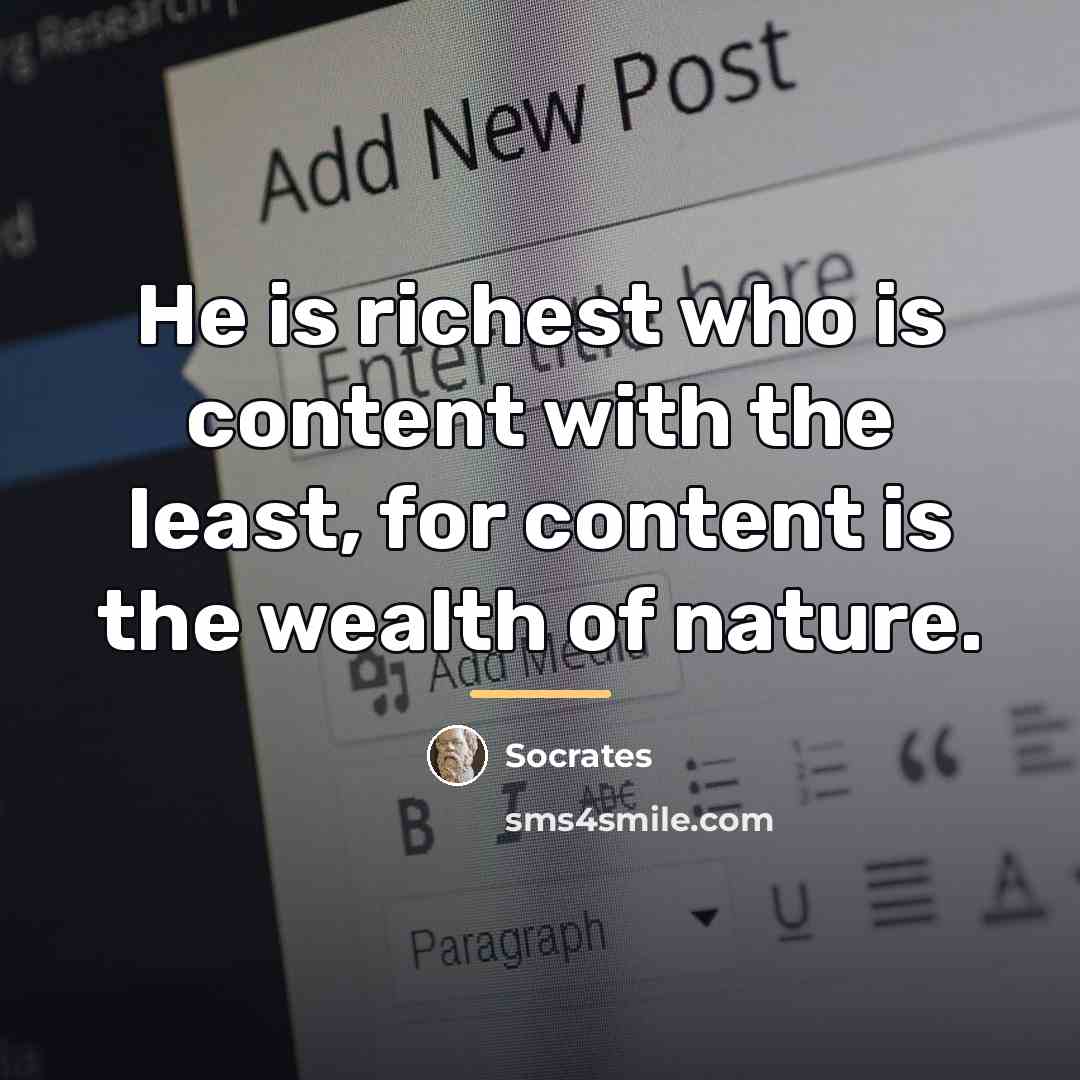 “He is richest who is content with the least, for…” quote by Socrates