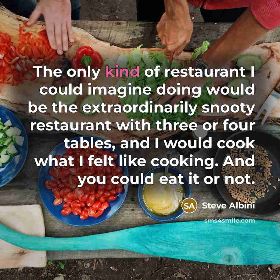 “The only kind of restaurant I could imagine doing would…” quote by Steve Albini