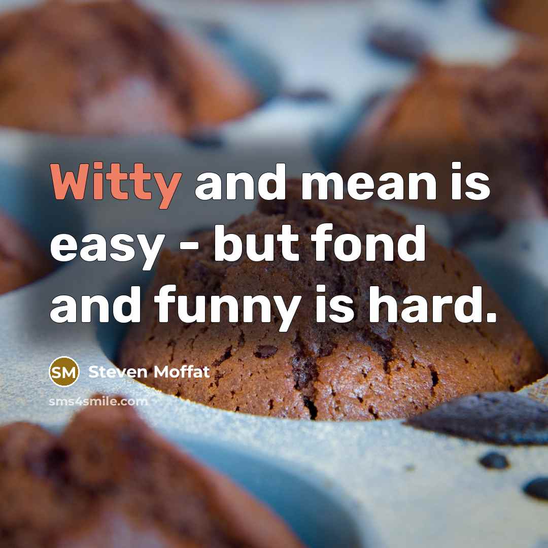 “Witty and mean is easy - but fond and funny…” quote by Steven Moffat