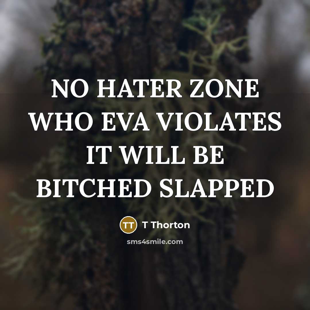“NO HATER ZONE WHO EVA VIOLATES IT WILL BE BITCHED SLAPPED” quote by T Thorton