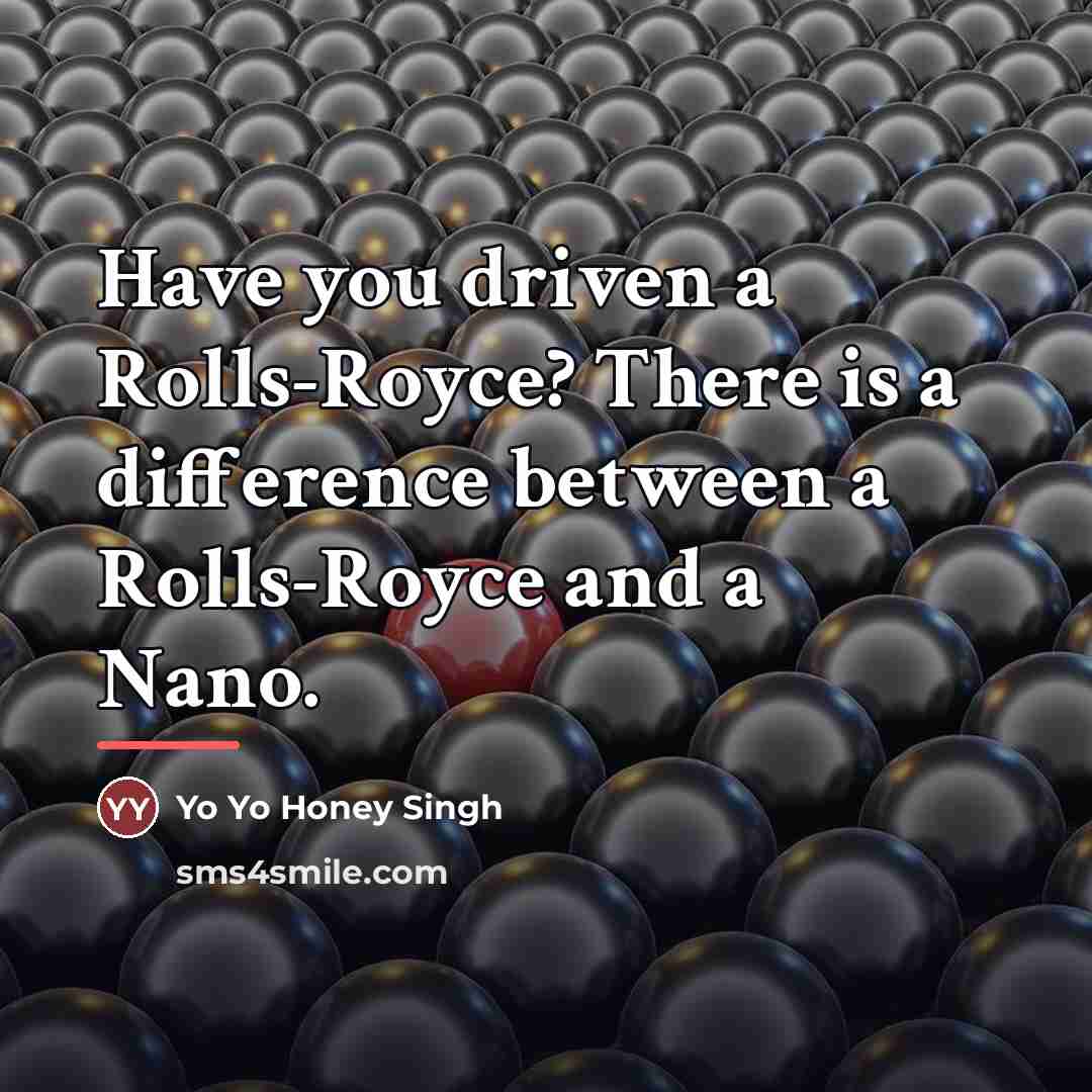 “Have you driven a Rolls-Royce? There is a difference between…” quote by Yo Yo Honey Singh