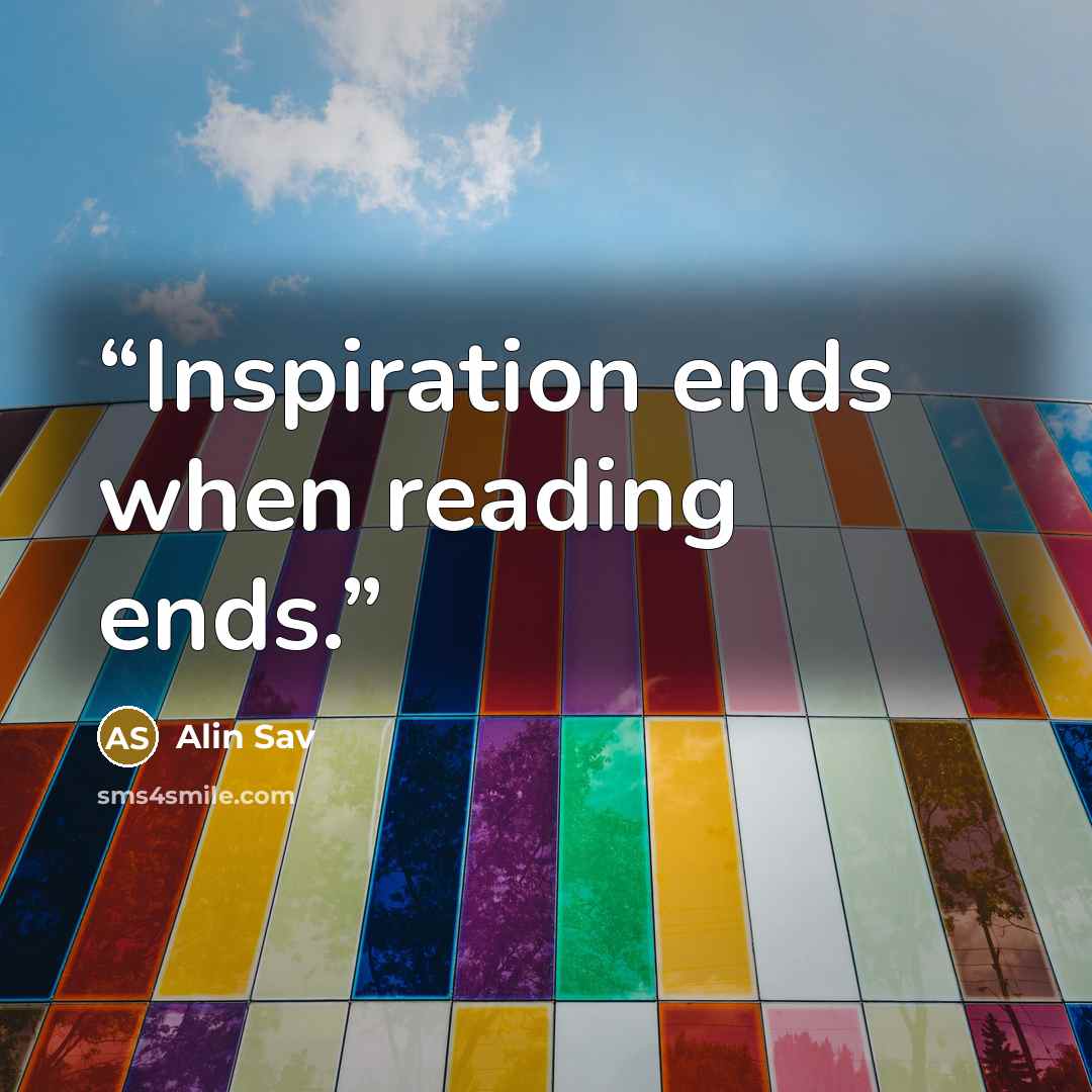 “Inspiration ends when reading ends.” quote by Alin Sav