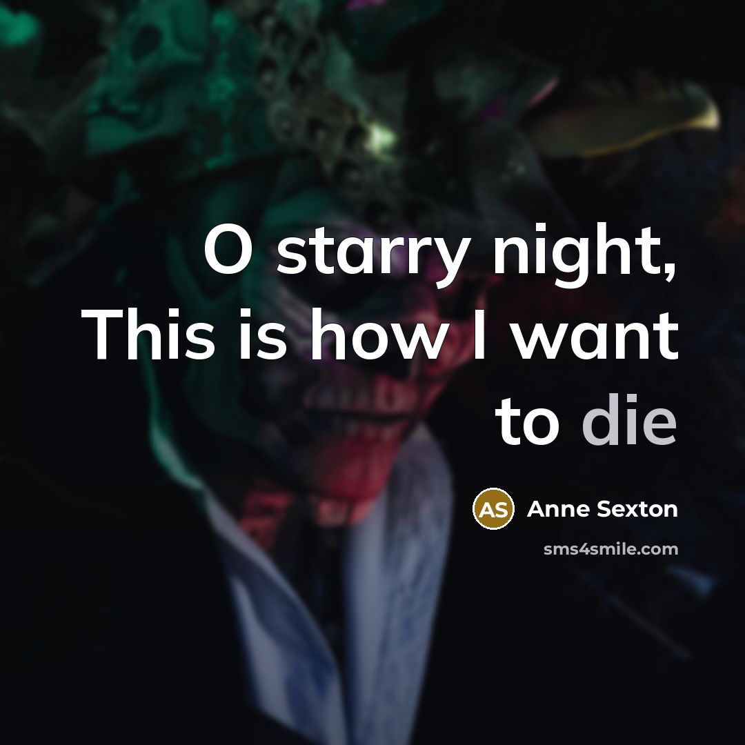 “O starry night, This is how I want to die…” quote by Anne Sexton
