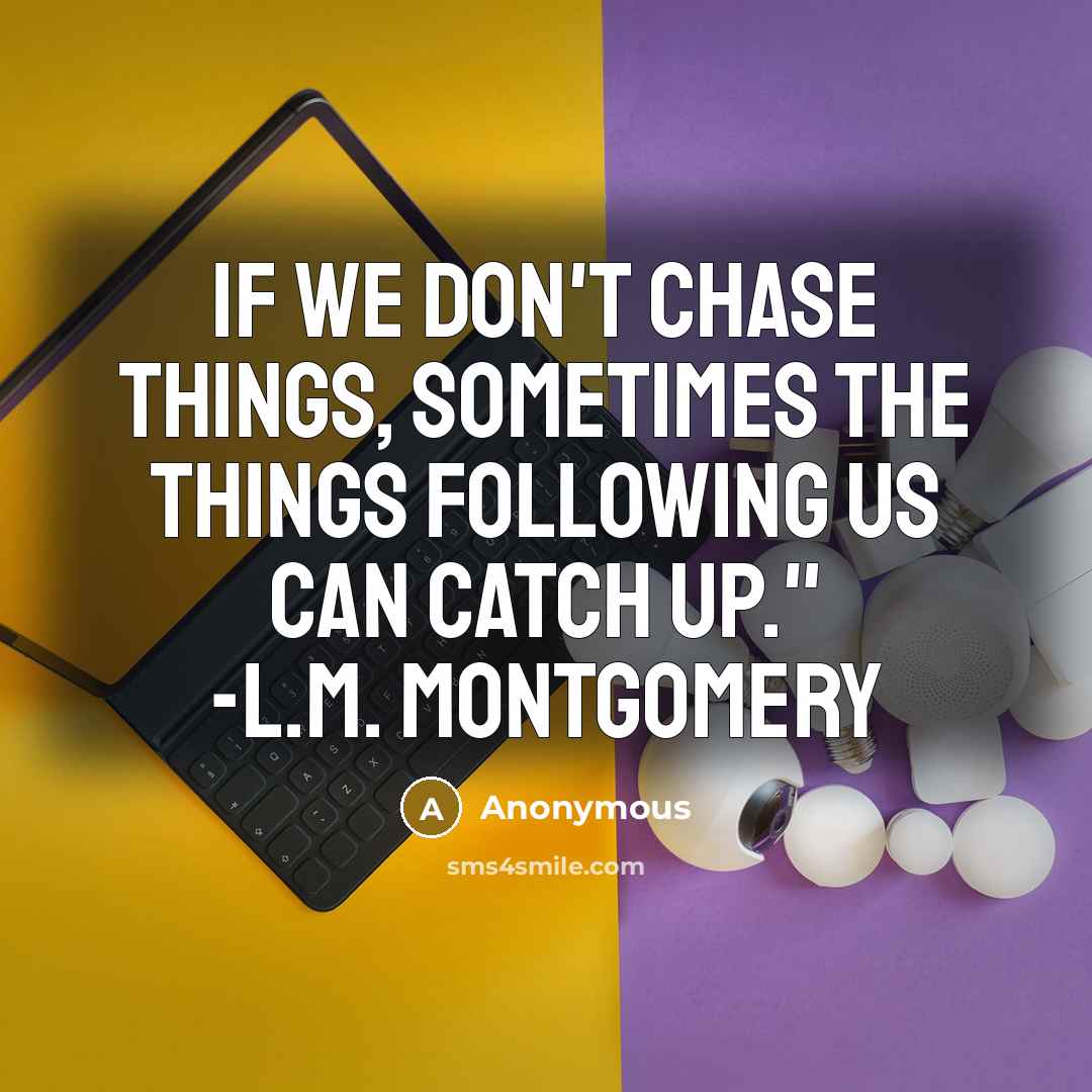 “If we don't chase things, sometimes the things following us…” quote by Anonymous