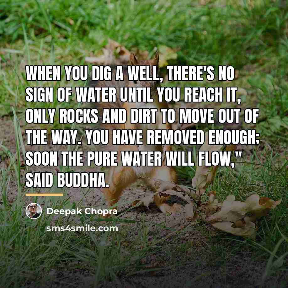 “When you dig a well, there's no sign of water…” quote by Deepak Chopra