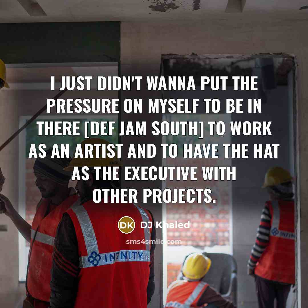 “I just didn't wanna put the pressure on myself to…” quote by DJ Khaled