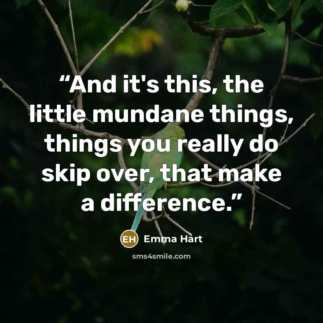 “And it's this, the little mundane things, things you really do skip over, that make a difference.” quote by Emma Hart