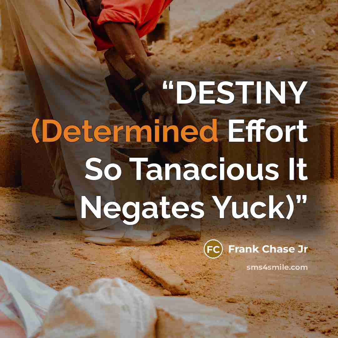 “DESTINY (Determined Effort So Tanacious It Negates Yuck)” quote by Frank Chase Jr
