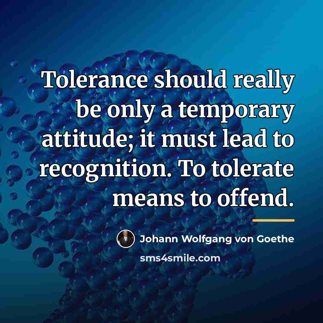 “Tolerance should really be only a temporary attitude; it must…” quote by Johann Wolfgang von Goethe