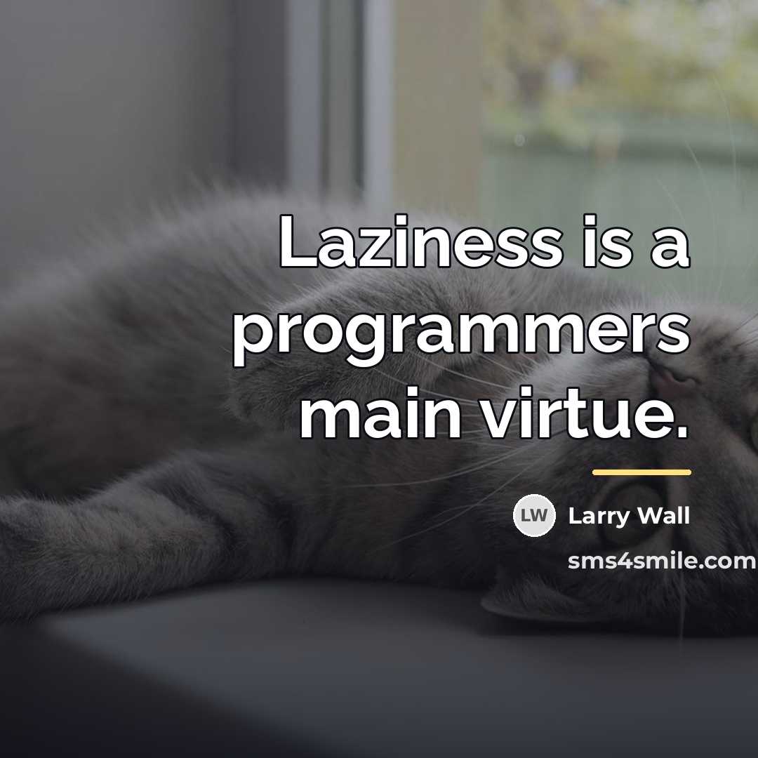 “Laziness is a programmers main virtue.…” quote by Larry Wall