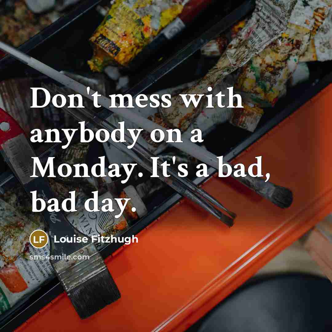 “Don't mess with anybody on a Monday. It's a bad,…” quote by Louise Fitzhugh