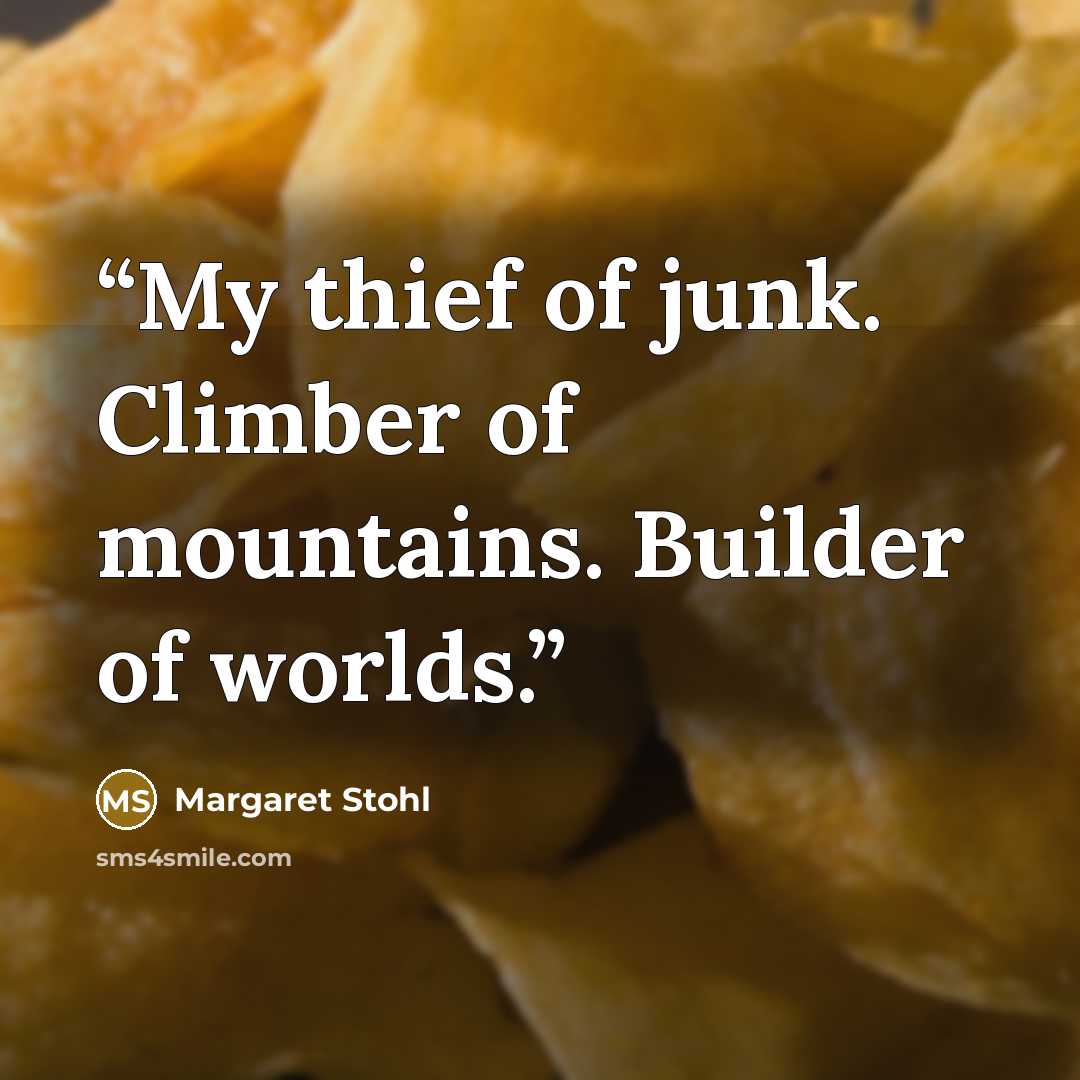 “My thief of junk. Climber of mountains. Builder of worlds.” quote by Margaret Stohl