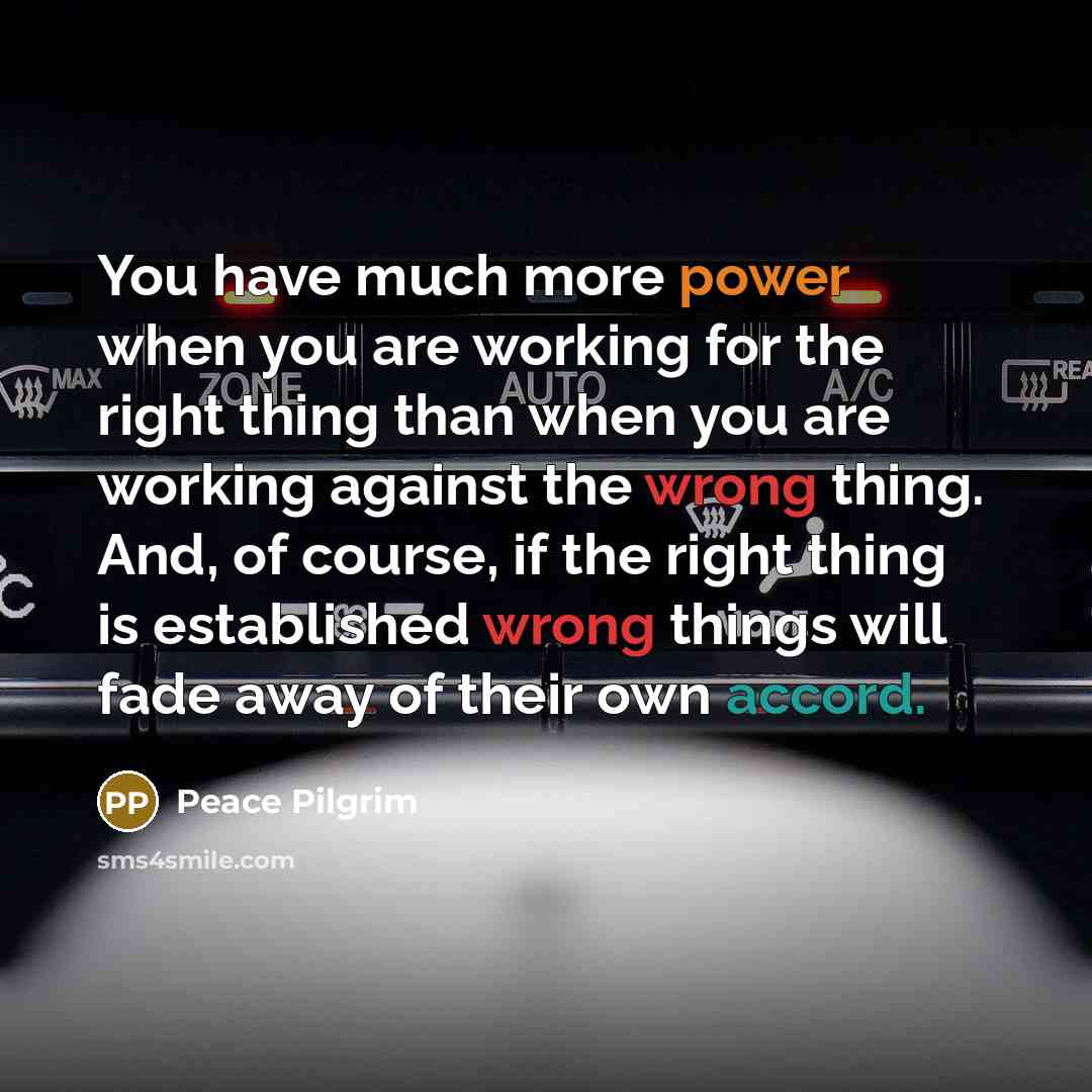 “You have much more power when you are working for…” quote by Peace Pilgrim