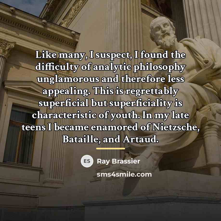 “Like many, I suspect, I found the difficulty of analytic…” quote by Ray Brassier