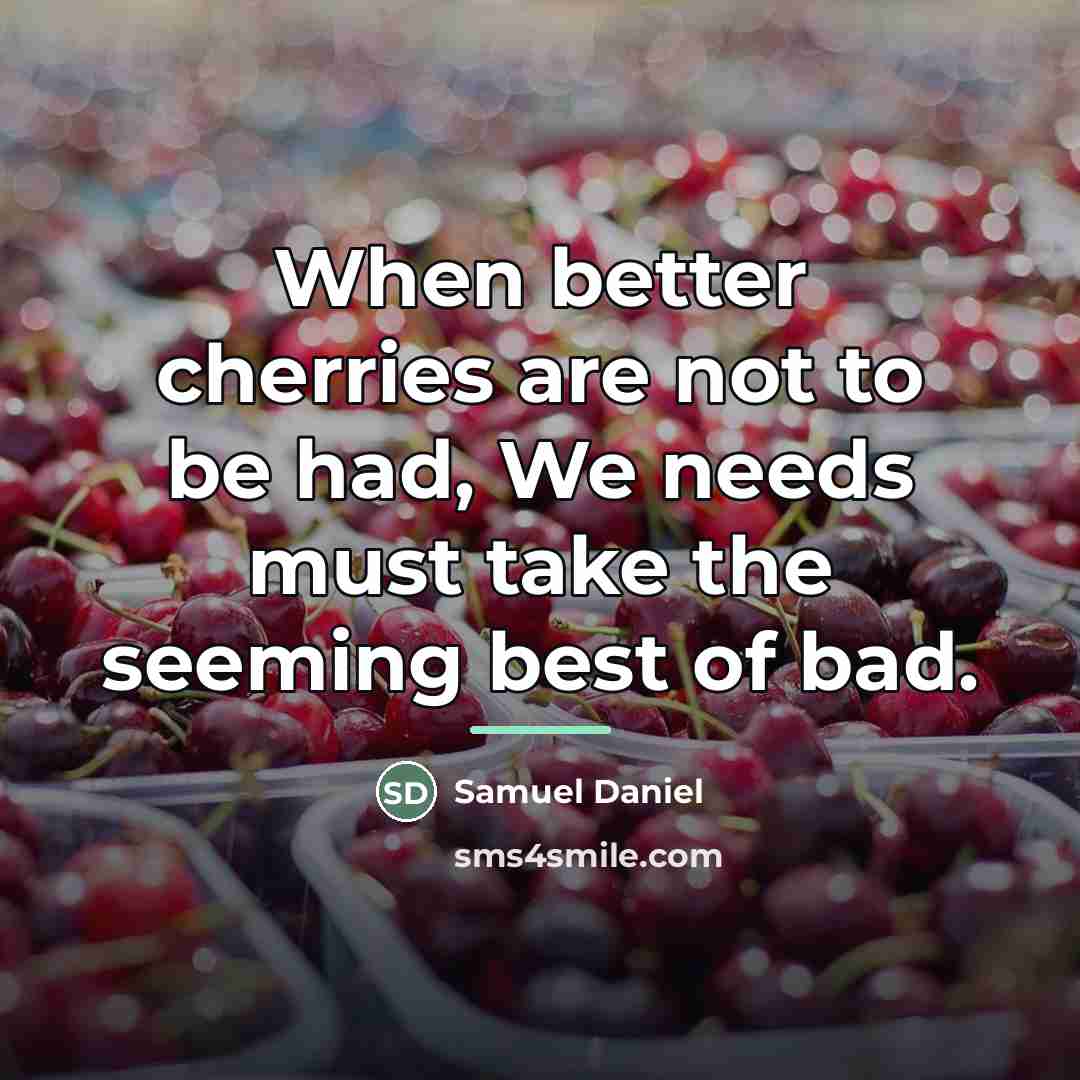 “When better cherries are not to be had, We needs…” quote by Samuel Daniel