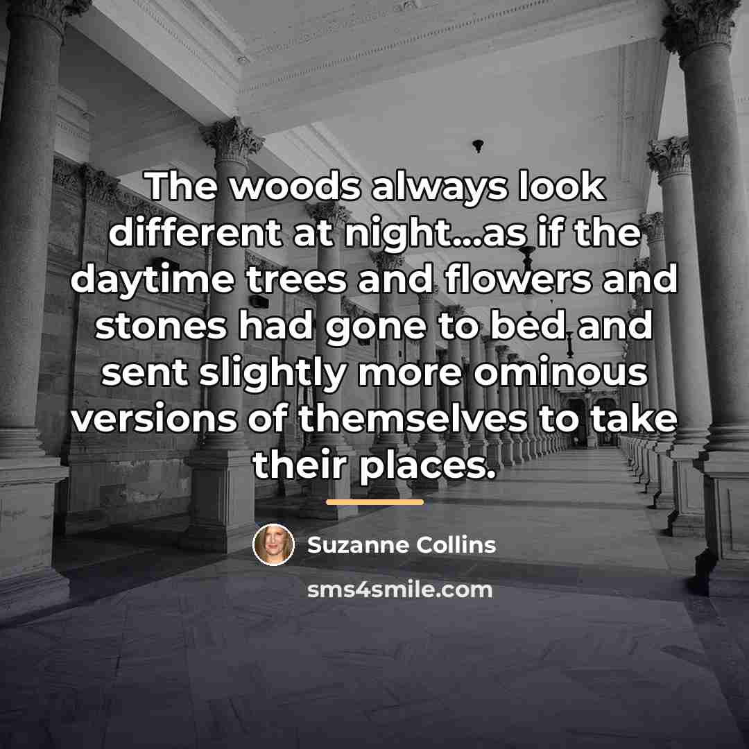 “The woods always look different at night...as if the daytime…” quote by Suzanne Collins