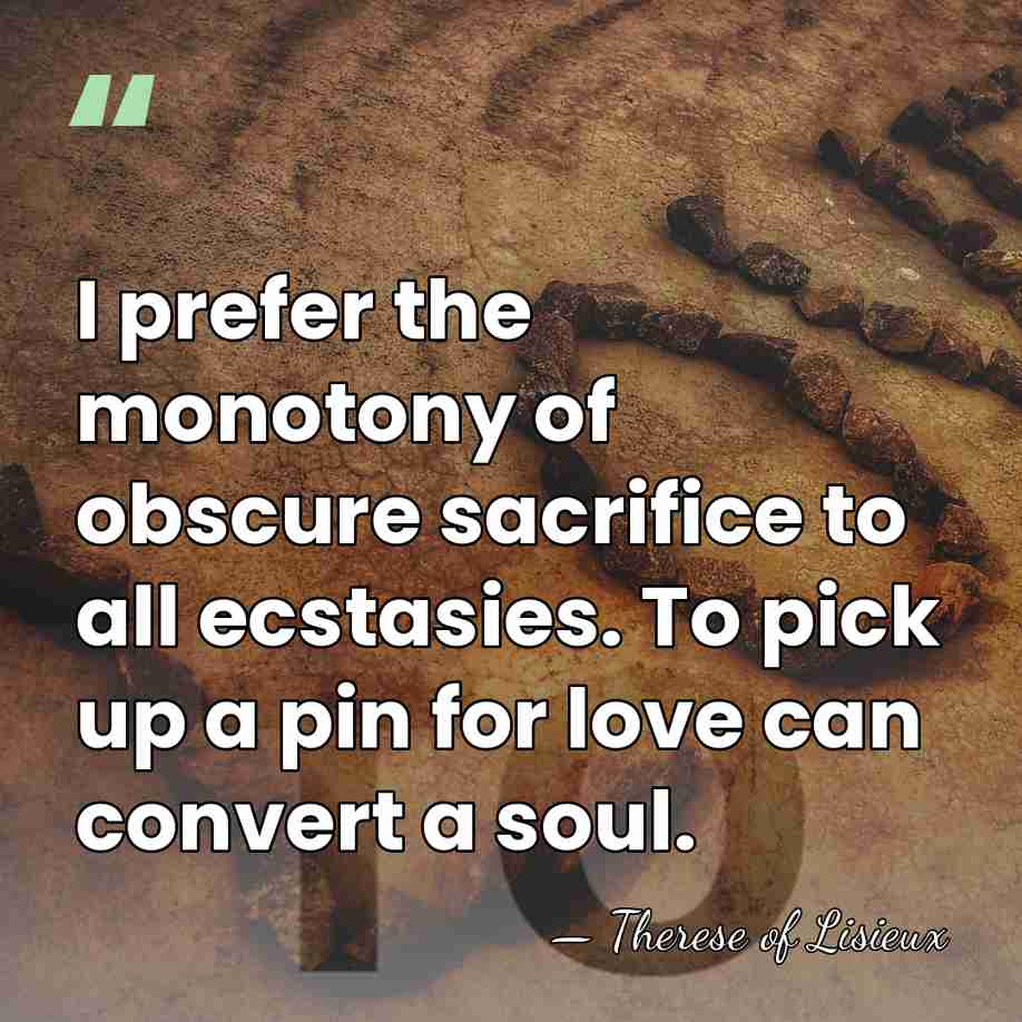 I prefer the monotony of obscure sacrifice to all ecstasies. To pick&hellip; - Therese of Lisieux