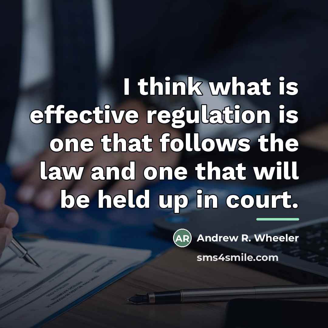 “I think what is effective regulation is one that follows…” quote by Andrew R. Wheeler