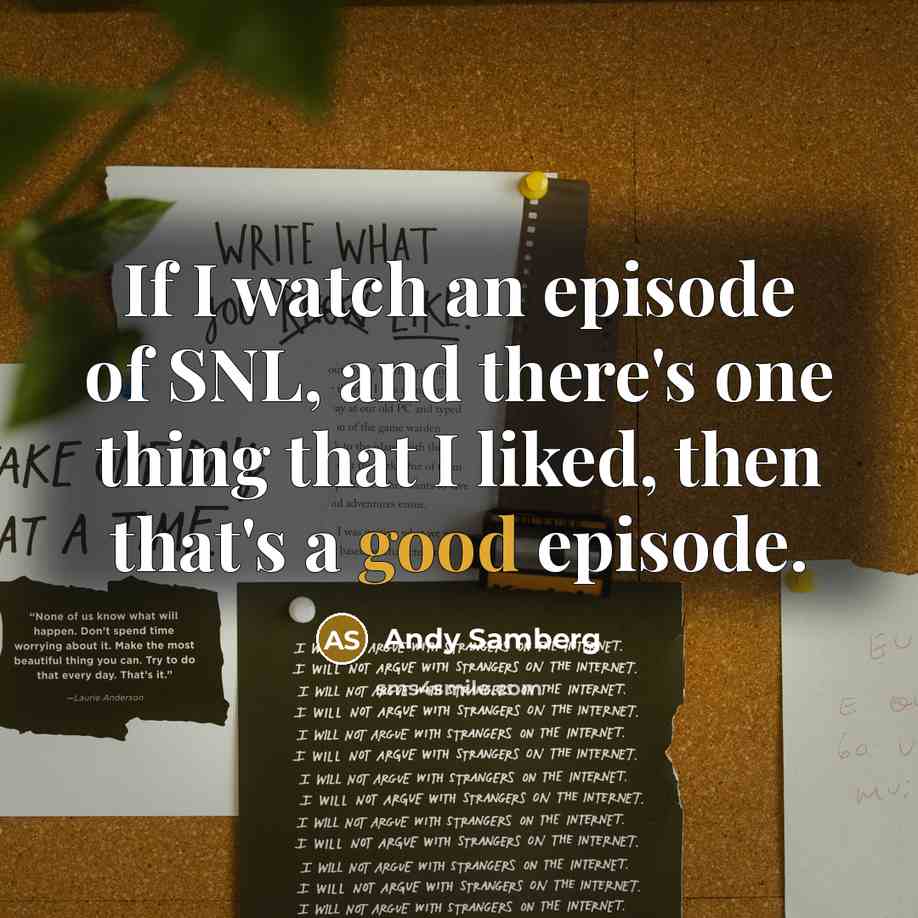 “If I watch an episode of SNL, and there's one…” quote by Andy Samberg