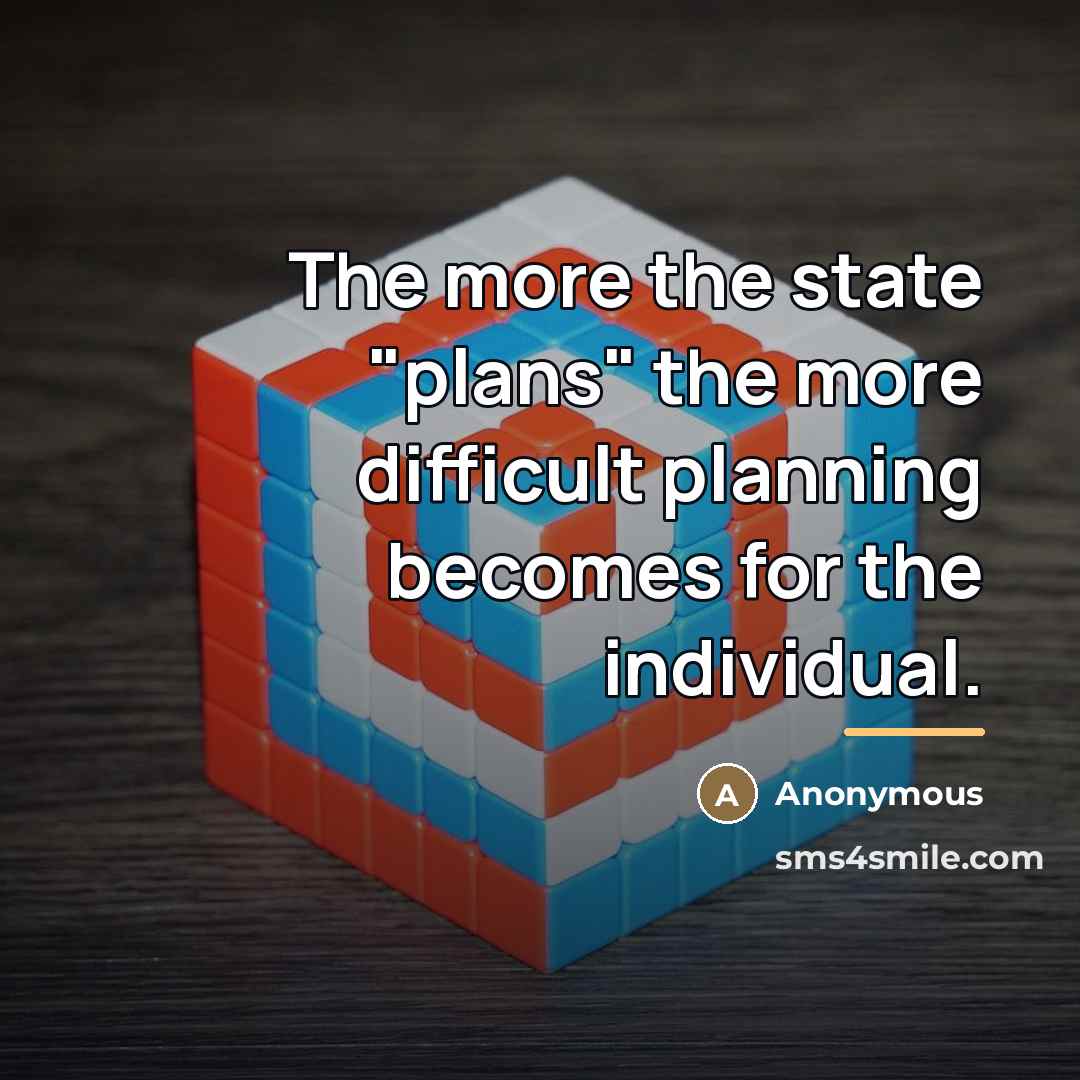 “The more the state "plans" the more difficult planning becomes…” quote by Anonymous