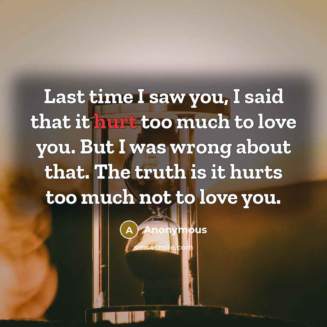 “Last time I saw you, I said that it hurt…” quote by Anonymous