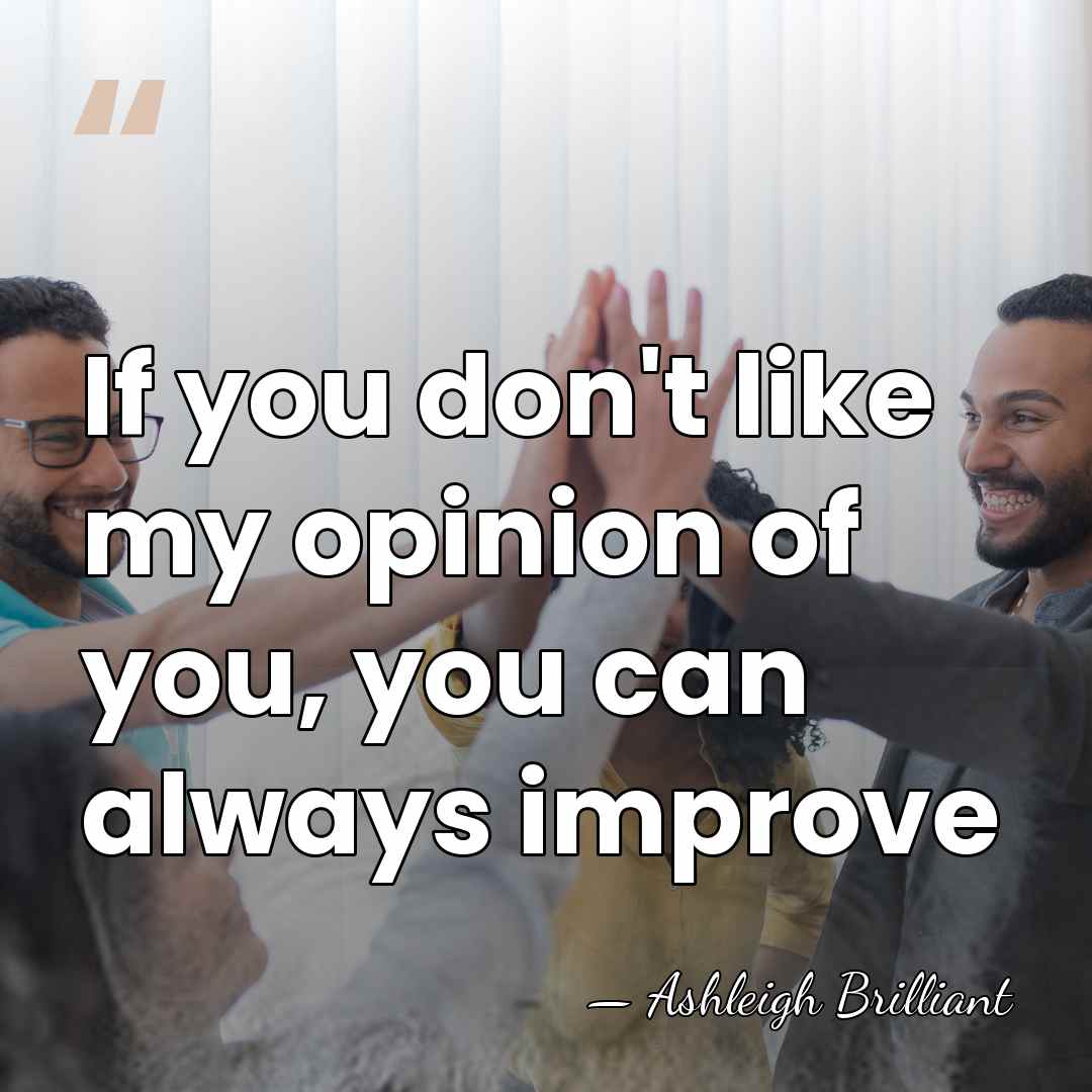 If you don't like my opinion of you, you can always improve - Ashleigh Brilliant