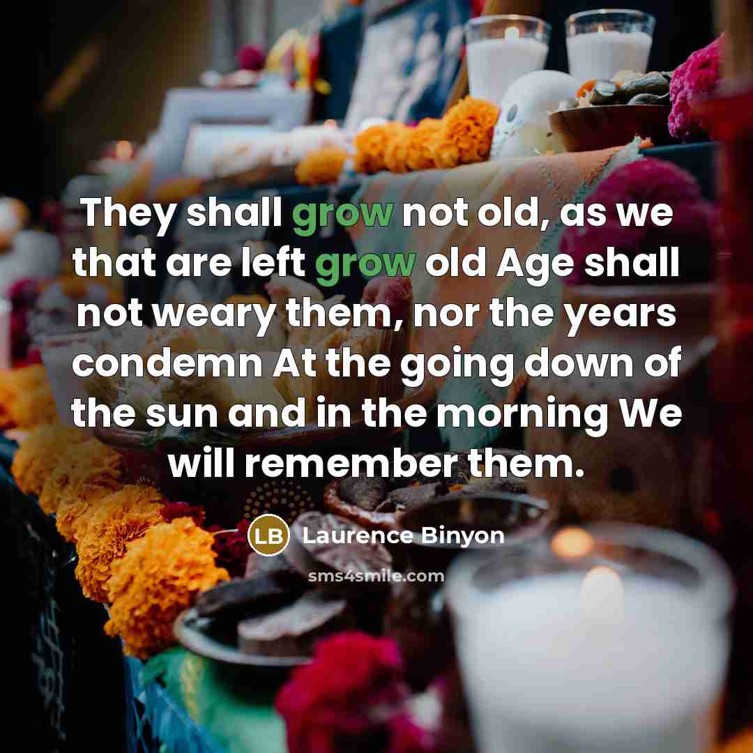 “They shall grow not old, as we that are left…” quote by Laurence Binyon