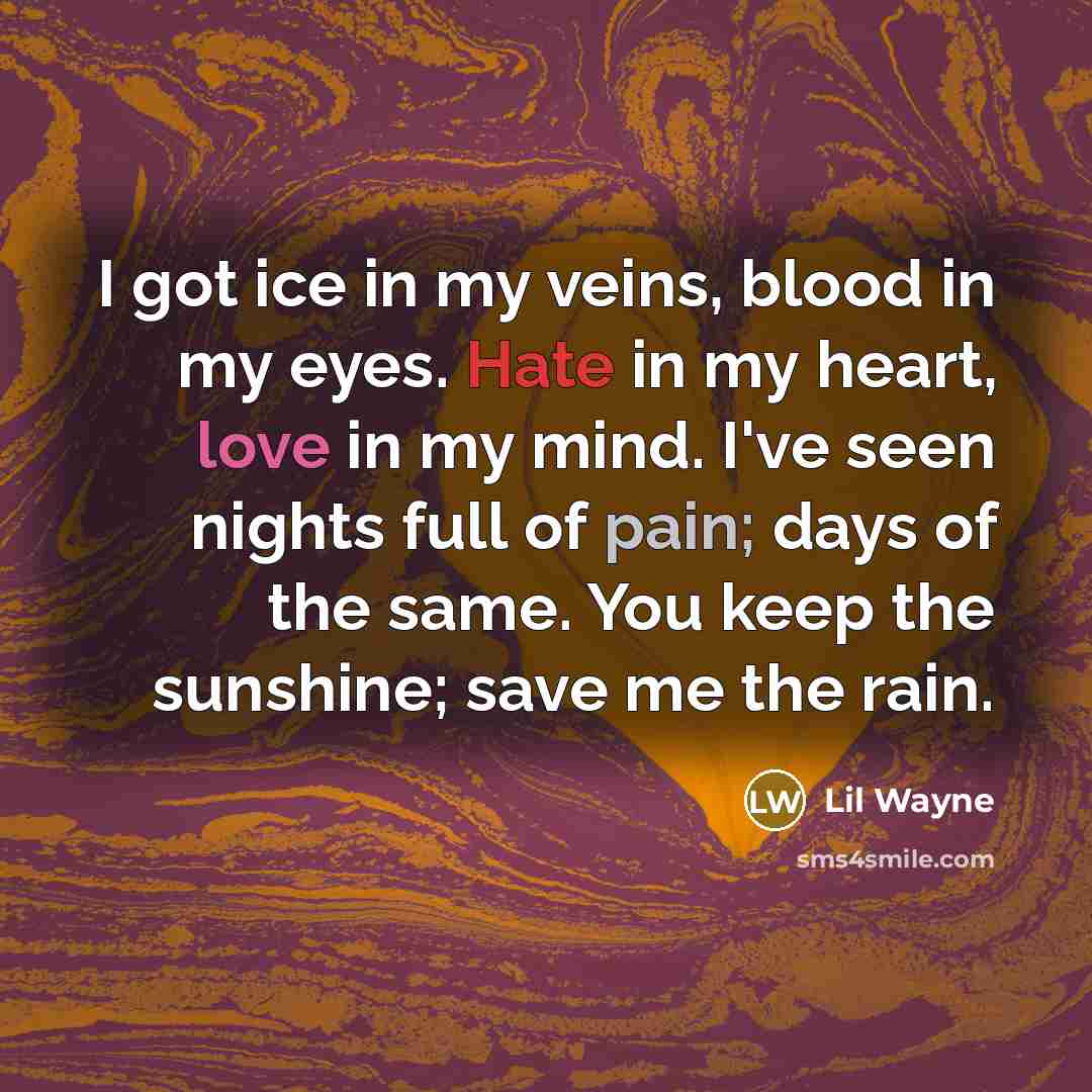 “I got ice in my veins, blood in my eyes.…” quote by Lil Wayne