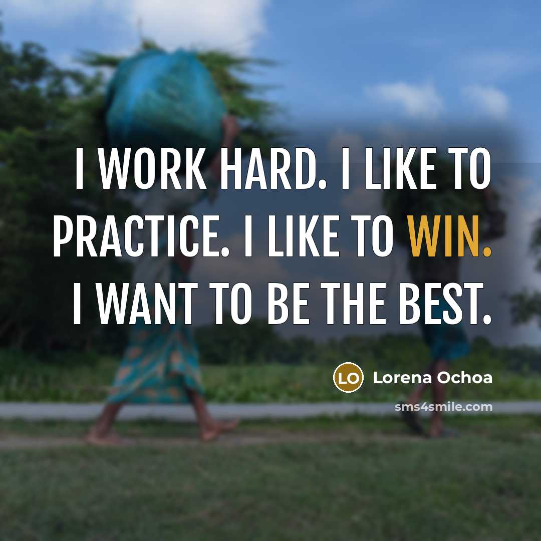 “I work hard. I like to practice. I like to…” quote by Lorena Ochoa