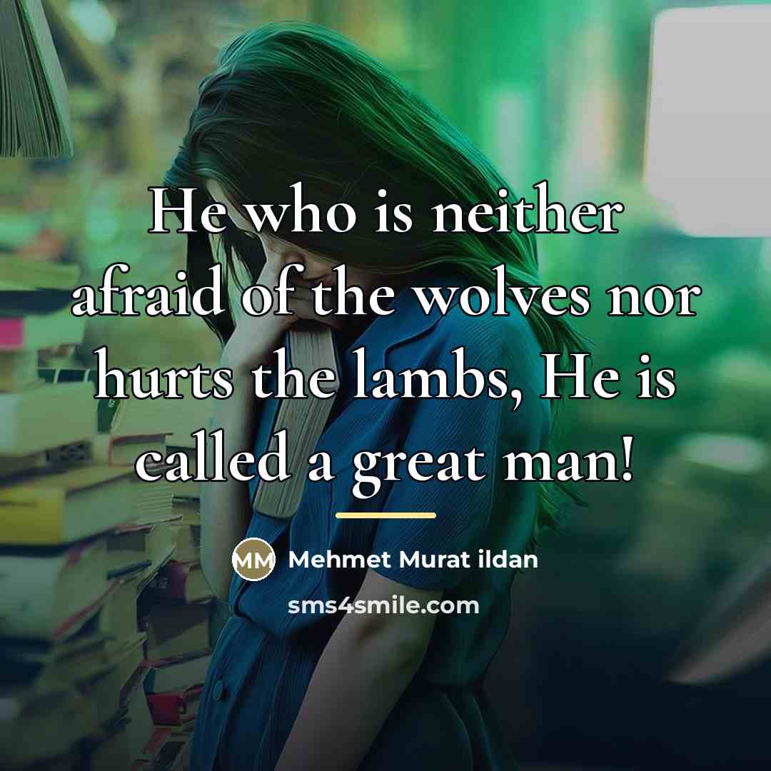 “He who is neither afraid of the wolves nor hurts…” quote by Mehmet Murat Ildan