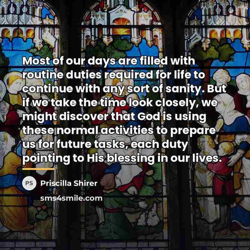 “Most of our days are filled with routine duties required…” quote by Priscilla Shirer