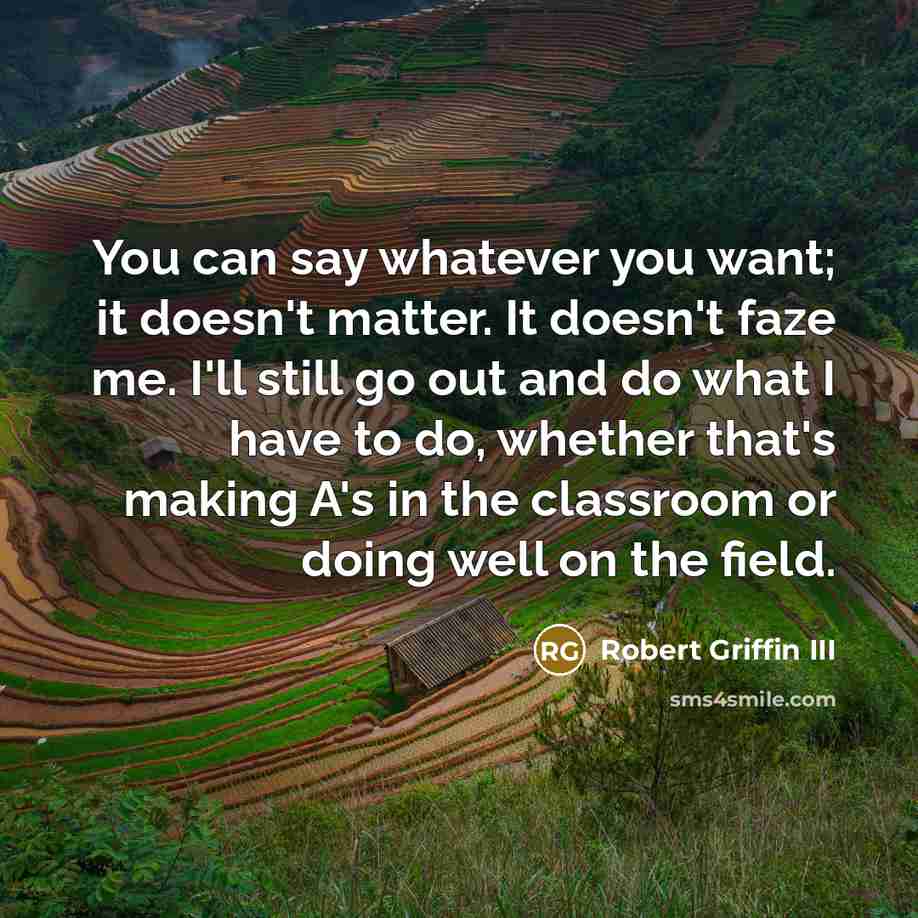“You can say whatever you want; it doesn't matter. It…” quote by Robert Griffin III